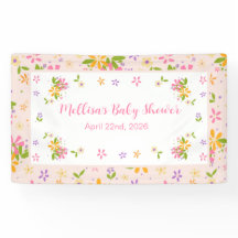 Boho Wildblume Baby Girl Duschbanner