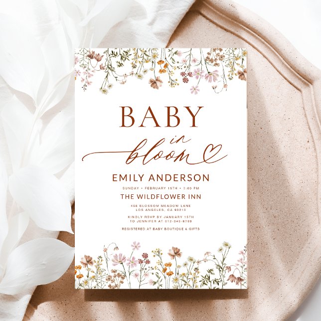 Boho Wildblume Baby in Bloom Baby Dusche Einladung (Von Creator hochgeladen)