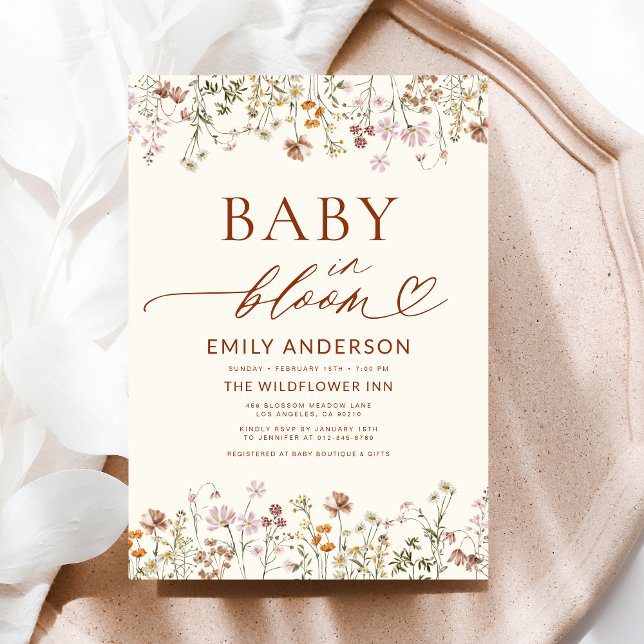 Boho Wildblume Baby in Bloom Baby Dusche Einladung (Von Creator hochgeladen)