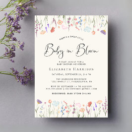 Boho Wildblume Baby in Bloom Cream Baby Dusche Einladung