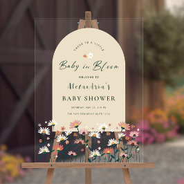 Boho Wildblume Baby in Blütendusche Willkommen Acrylschild