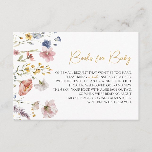 Boho Wildblume Baby Showbücher für Baby Begleitkarte (Vorderseite)