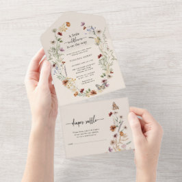 Boho Wildblume Babydusche alle in einer Einladung