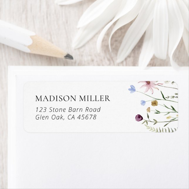 Boho Wildblume Babydusche Rücksendeadresse (Insitu)