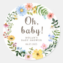 Boho Wildblume Babyduschenaufkleber Gefälligkeitsk