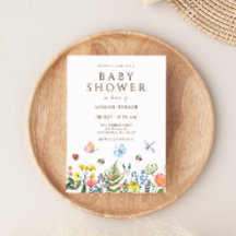 Boho Wildblume Bee Baby Dusche Einladung