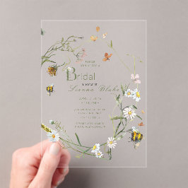 Boho Wildblume Bee Beige Brautparty Acryleinladungen