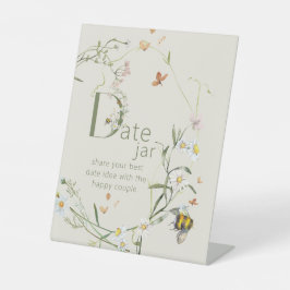Boho Wildblume Bee Beige Brautparty Date jar Sockelschild