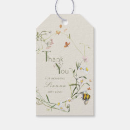 Boho Wildblume Bee Beige Brautparty Geschenkanhänger