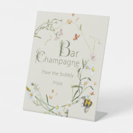 Boho Wildblume Bee Brautparty Champagne Bar Sockelschild