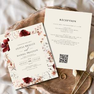 Boho Wildblume Beige Einladung zur Hochzeit Flyer