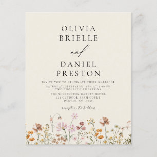 Boho Wildblume Beige Foto Garden Wedding Flyer