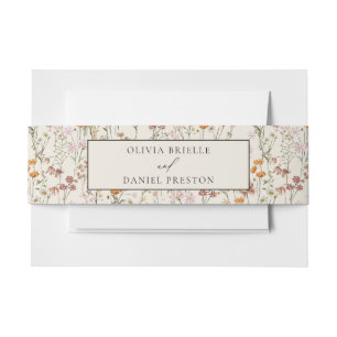 Boho Wildblume Beige Garden Wedding Einladungsbanderole