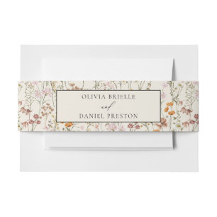 Boho Wildblume Beige Garden Wedding Einladungsbanderole