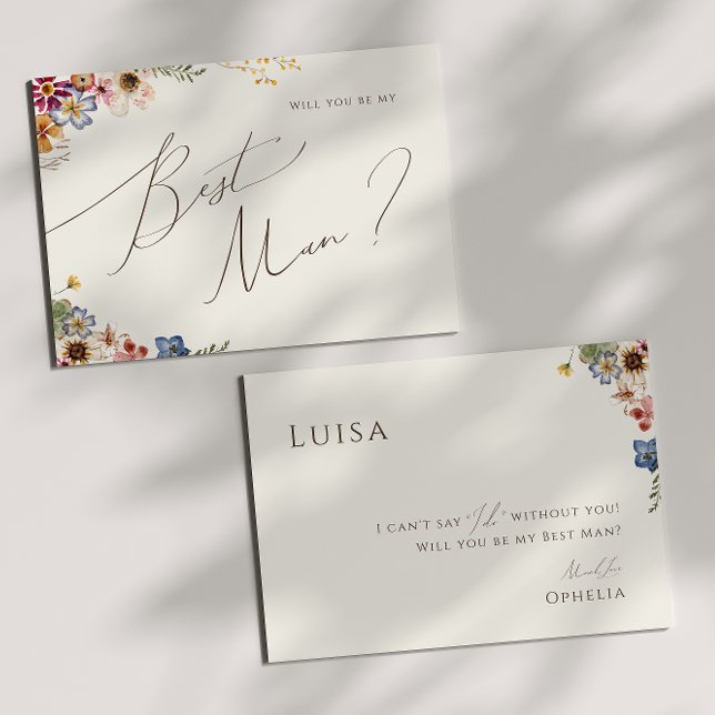 Boho Wildblume | Beige Trauzeuge Vorschlag Card Einladung (Von Creator hochgeladen)