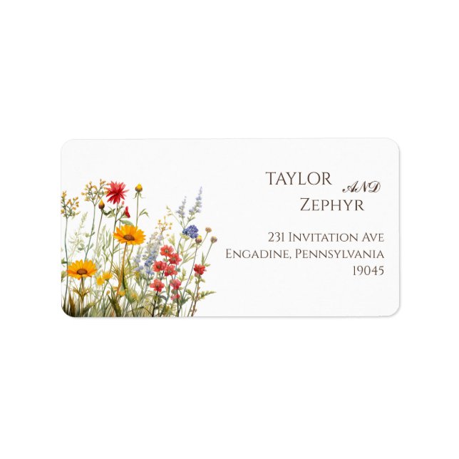 Boho Wildblume Beige Wedding RSVP Rücksendeadresse Adressaufkleber (Vorne)