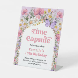 Boho Wildblume Birthday Time Kapsel Sockelschild