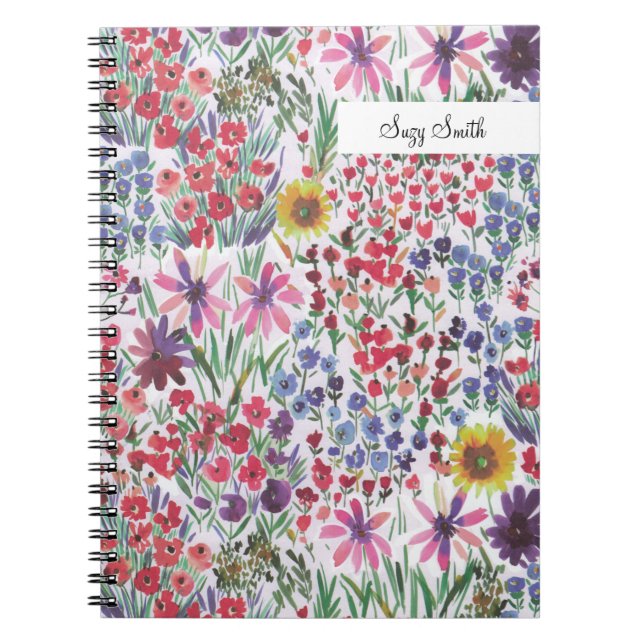 Boho Wildblume Blumenmuster Hütte Wasserfarbe Notizblock (Vorderseite)