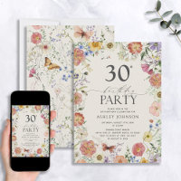 Boho Wildblume Blumenrahmen 30. Geburtstag