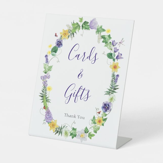 Boho Wildblume Brautparty Cards Geschenke Sockelschild (Vorderseite)