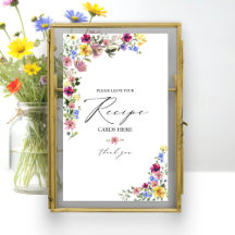 Boho Wildblume Brautparty Rezept Karte Signatur