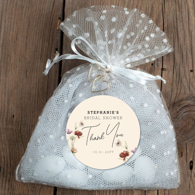 Boho Wildblume Brautparty Vielen Dank Runder Aufkleber (Von Creator hochgeladen)