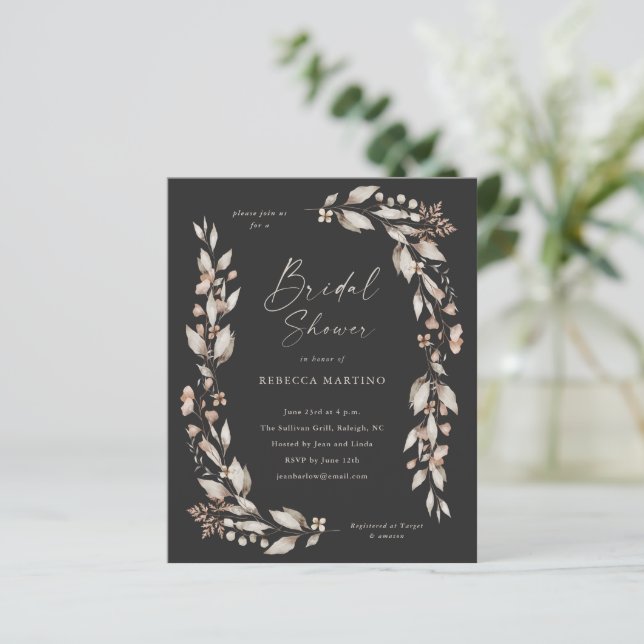 Boho Wildblume Budget Bridal Dusche Einladungen (Stehend Vorderseite)