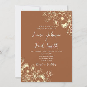 Boho Wildblume Burnt Orange Wedding Einladung