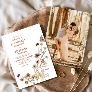 Boho Wildblume Butterfly Foto Garden Wedding Einladung