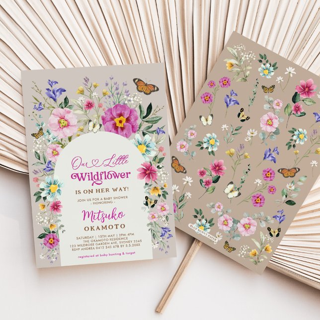 Boho Wildblume Butterfly Garden Girl Babydusche Einladung (Von Creator hochgeladen)