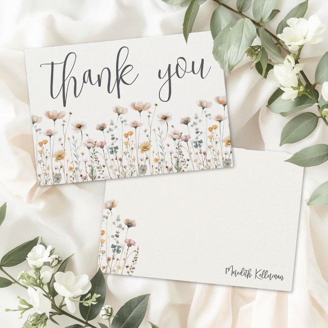 Boho Wildblume Dankeskarte (Boho Wildflower Thank You Card)