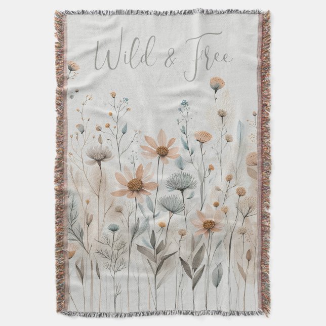 Boho Wildblume Decke (Vorderseite Vertikal)