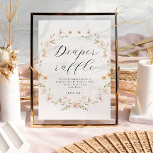 Boho Wildblume Diaper Raffle Babydusche Poster