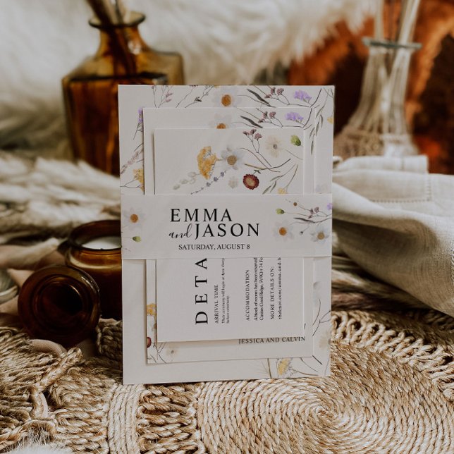Boho Wildblume Einladung Bauchband Einladungsbanderole (Von Creator hochgeladen)