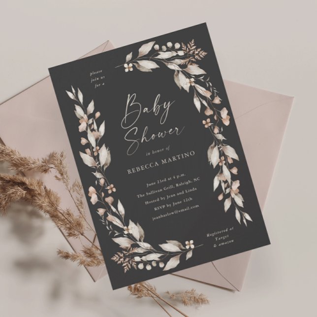 Boho Wildblume Elegant Floral Baby Shower Magnet (Boho wildflower elegant floral gender neutral baby shower invitation.)