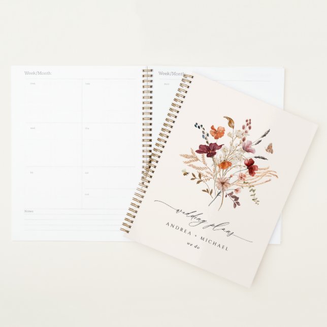 Boho Wildblume Elegante Hochzeit im Herbst Planer (Anzeige)