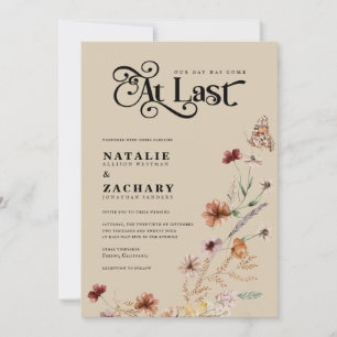 Boho Wildblume endlich bei der letzten Hochzeit Einladung
