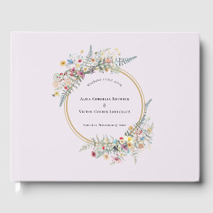 Boho Wildblume Fern Lavender Wedding Gästebuch