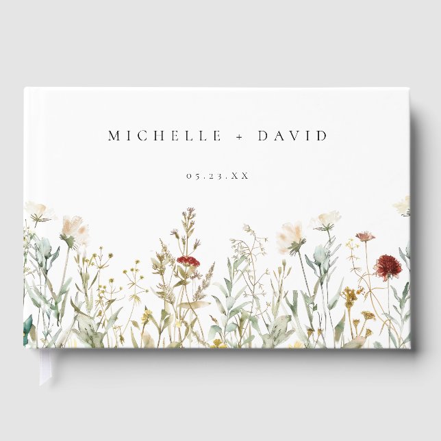 Boho Wildblume Field Wedding Gästebuch (Vorderseite)