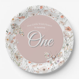 Boho Wildblume Floral Baby Birthday Pappteller