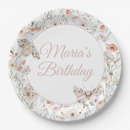 Boho Wildblume Floral Baby Birthday Pappteller
