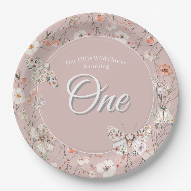 Boho Wildblume Floral Baby Birthday Pappteller (Vorderseite)