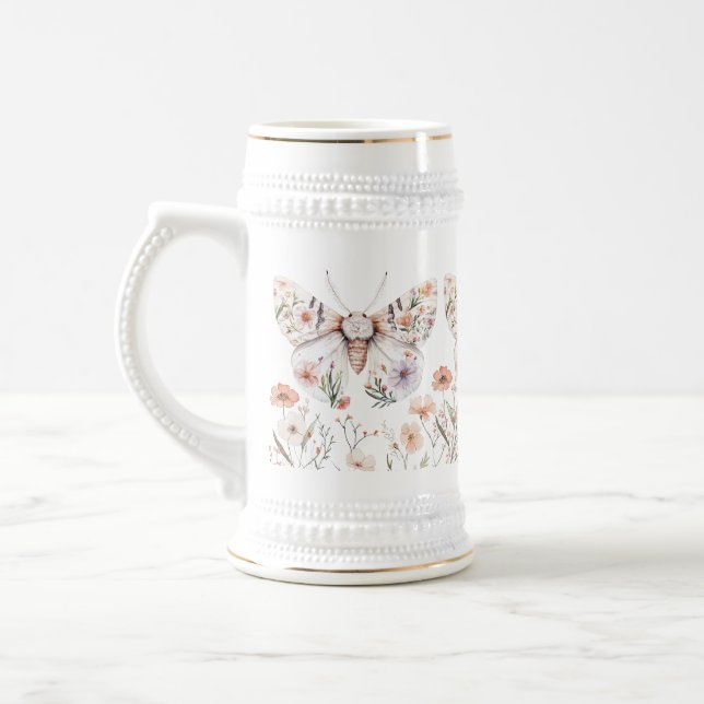 Boho Wildblume Floral Butterfly Bierglas (Links)