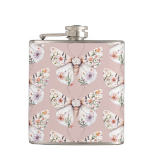 Boho Wildblume Floral Butterfly Flachmann
