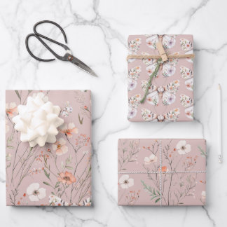 Boho Wildblume Floral Butterfly Geschenkpapier Set