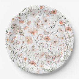 Boho Wildblume Floral Butterfly Pappteller