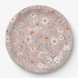 Boho Wildblume Floral Butterfly Pappteller