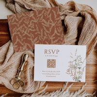 Boho Wildblume Floral Butterfly QR Code Hochzeit
