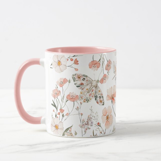 Boho Wildblume Floral Butterfly Tasse (Links)