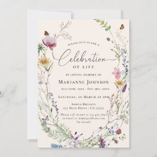 Boho Wildblume Floral Feier des Lebens Einladung